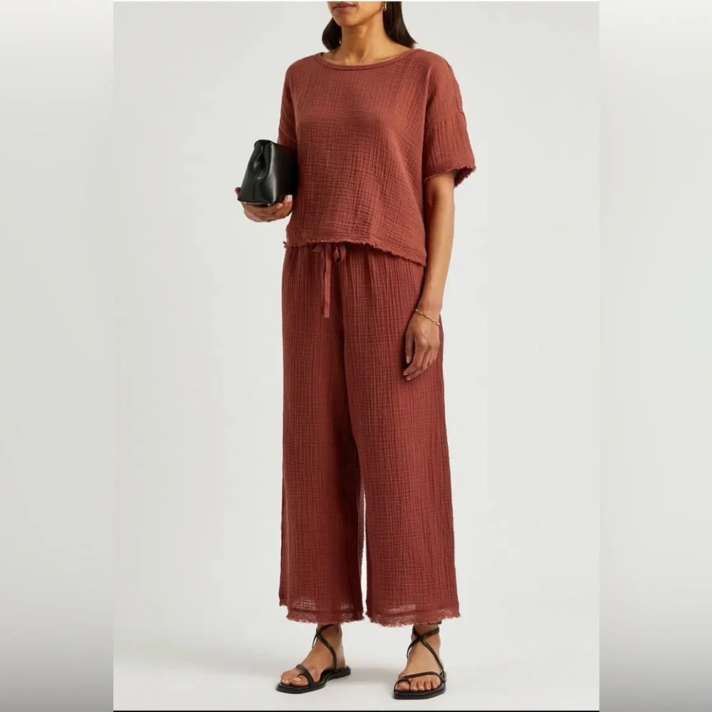 Eileen Fisher Organic Cotton Gauze Top in Rust , size Large - Picture 3 of 10